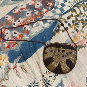 Chic Beaded Mini Bag - Black and Gold